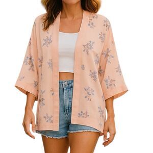 Tobi Womens Kimono Medium Open Floral Sheer Romantic Soft Girl Festival Feminine